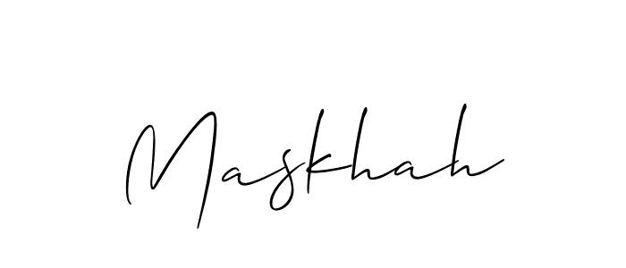 The best way (Allison_Script) to make a short signature is to pick only two or three words in your name. The name Maskhah include a total of six letters. For converting this name. Maskhah signature style 2 images and pictures png