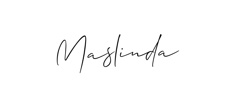 Create a beautiful signature design for name Maslinda. With this signature (Allison_Script) fonts, you can make a handwritten signature for free. Maslinda signature style 2 images and pictures png