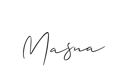 The best way (Allison_Script) to make a short signature is to pick only two or three words in your name. The name Masna include a total of six letters. For converting this name. Masna signature style 2 images and pictures png