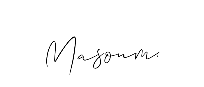 The best way (Allison_Script) to make a short signature is to pick only two or three words in your name. The name Masonm. include a total of six letters. For converting this name. Masonm. signature style 2 images and pictures png