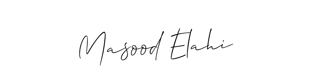 Use a signature maker to create a handwritten signature online. With this signature software, you can design (Allison_Script) your own signature for name Masood Elahi. Masood Elahi signature style 2 images and pictures png