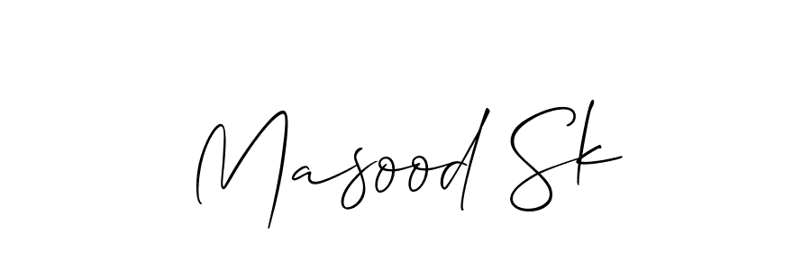 How to make Masood Sk name signature. Use Allison_Script style for creating short signs online. This is the latest handwritten sign. Masood Sk signature style 2 images and pictures png