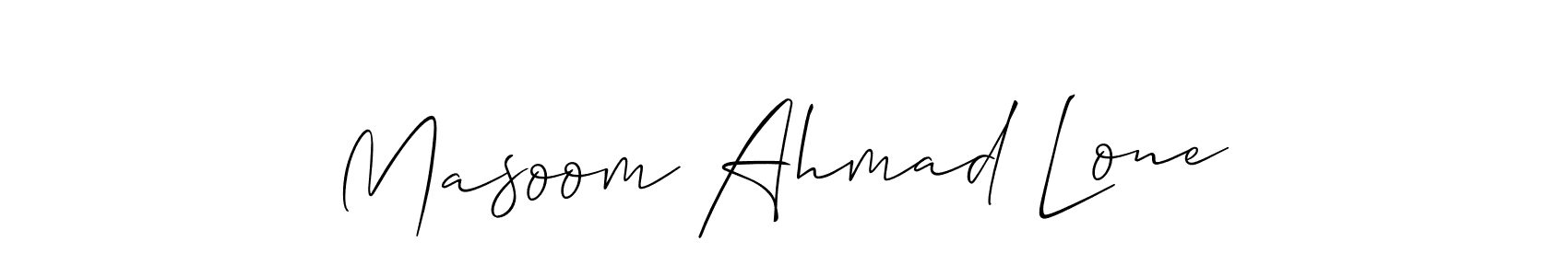 Make a short Masoom Ahmad Lone signature style. Manage your documents anywhere anytime using Allison_Script. Create and add eSignatures, submit forms, share and send files easily. Masoom Ahmad Lone signature style 2 images and pictures png