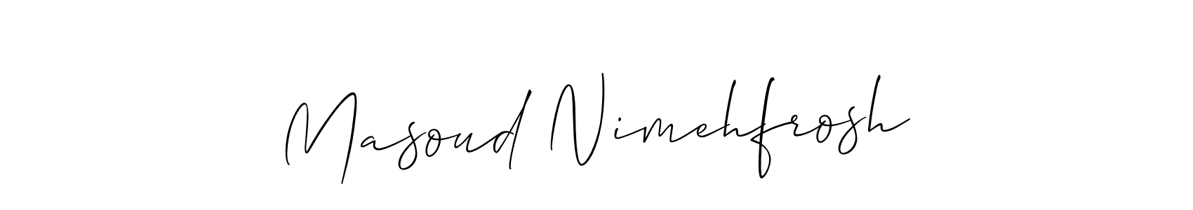 Check out images of Autograph of Masoud Nimehfrosh name. Actor Masoud Nimehfrosh Signature Style. Allison_Script is a professional sign style online. Masoud Nimehfrosh signature style 2 images and pictures png