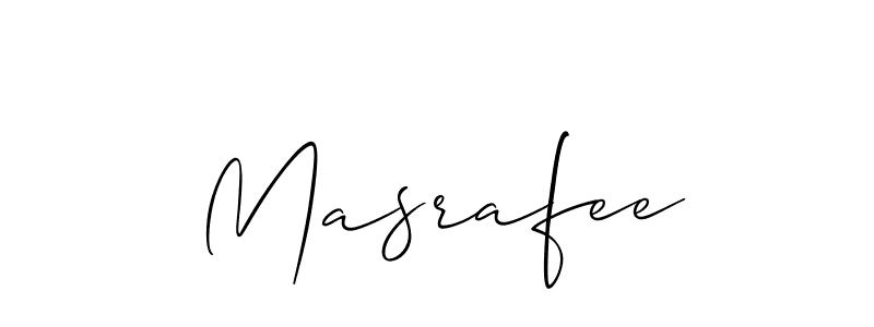 Use a signature maker to create a handwritten signature online. With this signature software, you can design (Allison_Script) your own signature for name Masrafee. Masrafee signature style 2 images and pictures png
