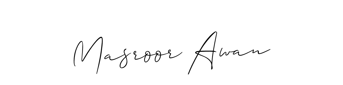 How to make Masroor Awan name signature. Use Allison_Script style for creating short signs online. This is the latest handwritten sign. Masroor Awan signature style 2 images and pictures png