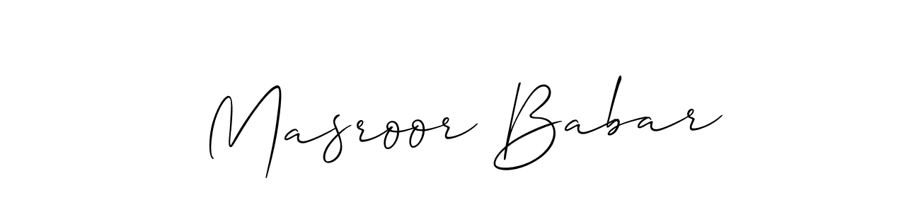 Make a short Masroor Babar signature style. Manage your documents anywhere anytime using Allison_Script. Create and add eSignatures, submit forms, share and send files easily. Masroor Babar signature style 2 images and pictures png