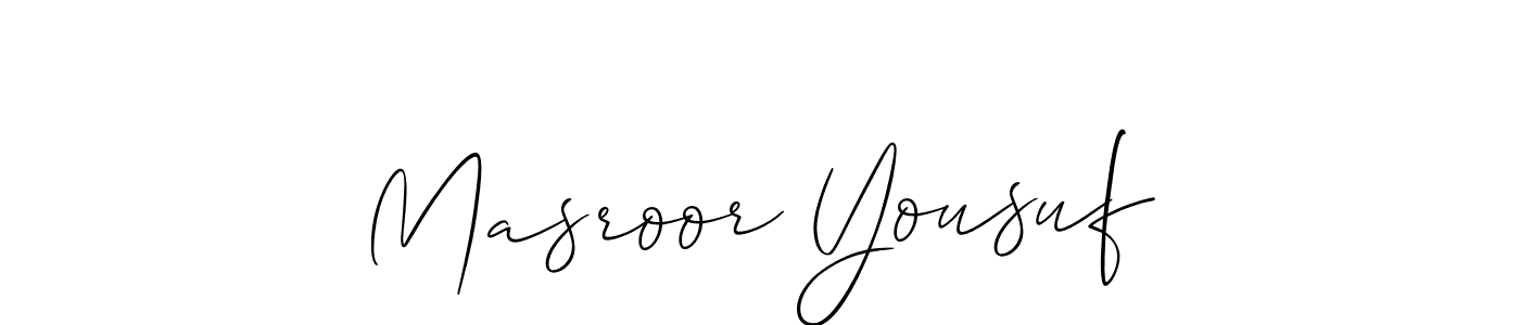 How to make Masroor Yousuf name signature. Use Allison_Script style for creating short signs online. This is the latest handwritten sign. Masroor Yousuf signature style 2 images and pictures png