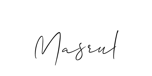 Use a signature maker to create a handwritten signature online. With this signature software, you can design (Allison_Script) your own signature for name Masrul. Masrul signature style 2 images and pictures png