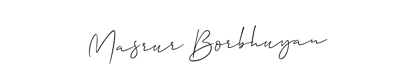 Make a short Masrur Borbhuyan signature style. Manage your documents anywhere anytime using Allison_Script. Create and add eSignatures, submit forms, share and send files easily. Masrur Borbhuyan signature style 2 images and pictures png