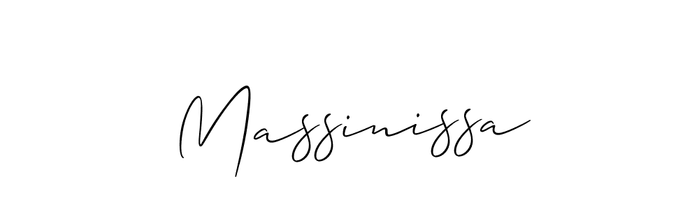 Design your own signature with our free online signature maker. With this signature software, you can create a handwritten (Allison_Script) signature for name Massinissa. Massinissa signature style 2 images and pictures png