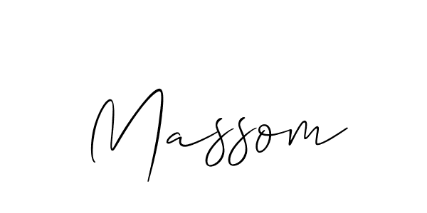 Design your own signature with our free online signature maker. With this signature software, you can create a handwritten (Allison_Script) signature for name Massom. Massom signature style 2 images and pictures png