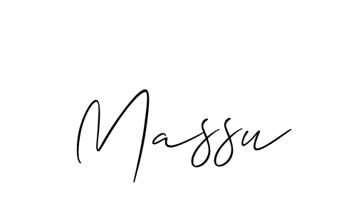 Design your own signature with our free online signature maker. With this signature software, you can create a handwritten (Allison_Script) signature for name Massu. Massu signature style 2 images and pictures png