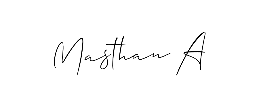 How to make Masthan A name signature. Use Allison_Script style for creating short signs online. This is the latest handwritten sign. Masthan A signature style 2 images and pictures png