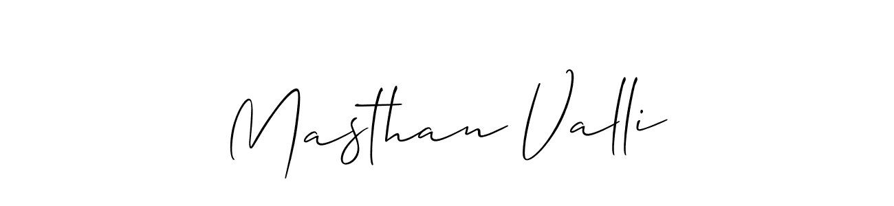 Similarly Allison_Script is the best handwritten signature design. Signature creator online .You can use it as an online autograph creator for name Masthan Valli. Masthan Valli signature style 2 images and pictures png