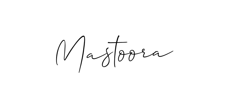 Use a signature maker to create a handwritten signature online. With this signature software, you can design (Allison_Script) your own signature for name Mastoora. Mastoora signature style 2 images and pictures png