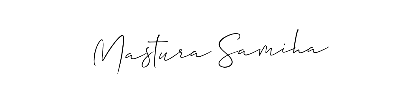 Check out images of Autograph of Mastura Samiha name. Actor Mastura Samiha Signature Style. Allison_Script is a professional sign style online. Mastura Samiha signature style 2 images and pictures png