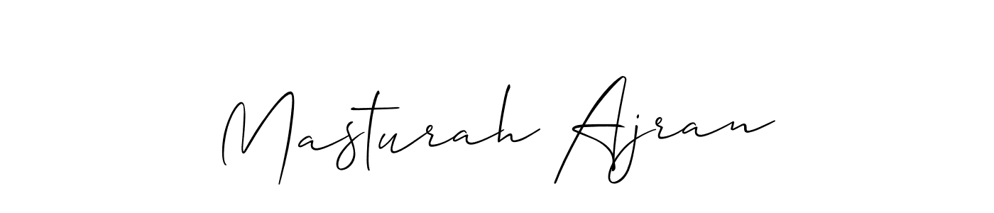 Make a beautiful signature design for name Masturah Ajran. With this signature (Allison_Script) style, you can create a handwritten signature for free. Masturah Ajran signature style 2 images and pictures png