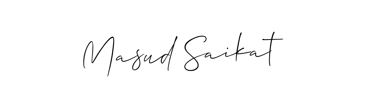 The best way (Allison_Script) to make a short signature is to pick only two or three words in your name. The name Masud Saikat include a total of six letters. For converting this name. Masud Saikat signature style 2 images and pictures png