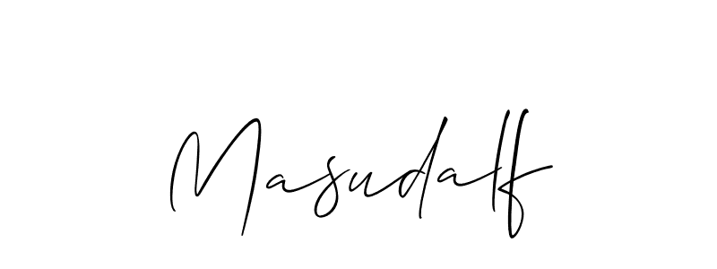 Allison_Script is a professional signature style that is perfect for those who want to add a touch of class to their signature. It is also a great choice for those who want to make their signature more unique. Get Masudalf name to fancy signature for free. Masudalf signature style 2 images and pictures png