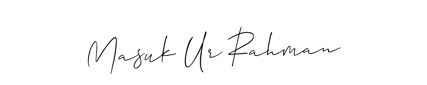 The best way (Allison_Script) to make a short signature is to pick only two or three words in your name. The name Masuk Ur Rahman include a total of six letters. For converting this name. Masuk Ur Rahman signature style 2 images and pictures png