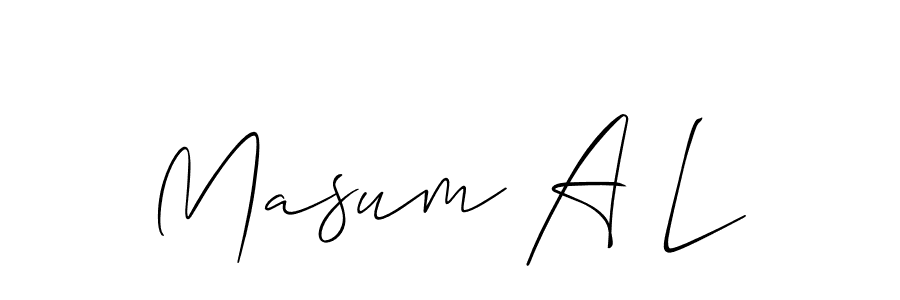 Design your own signature with our free online signature maker. With this signature software, you can create a handwritten (Allison_Script) signature for name Masum A L. Masum A L signature style 2 images and pictures png