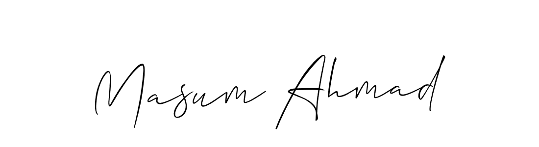 The best way (Allison_Script) to make a short signature is to pick only two or three words in your name. The name Masum Ahmad include a total of six letters. For converting this name. Masum Ahmad signature style 2 images and pictures png