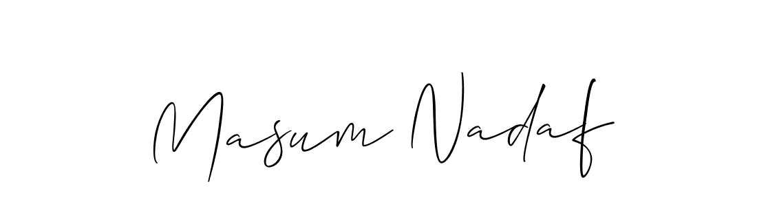 You should practise on your own different ways (Allison_Script) to write your name (Masum Nadaf) in signature. don't let someone else do it for you. Masum Nadaf signature style 2 images and pictures png