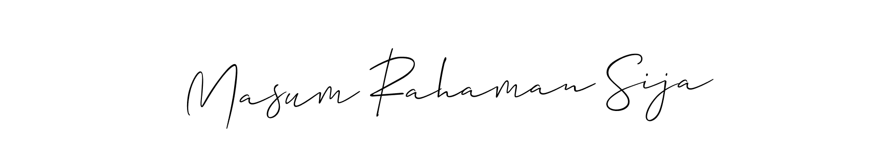 You should practise on your own different ways (Allison_Script) to write your name (Masum Rahaman Sija) in signature. don't let someone else do it for you. Masum Rahaman Sija signature style 2 images and pictures png