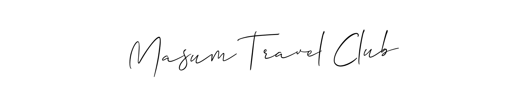 The best way (Allison_Script) to make a short signature is to pick only two or three words in your name. The name Masum Travel Club include a total of six letters. For converting this name. Masum Travel Club signature style 2 images and pictures png