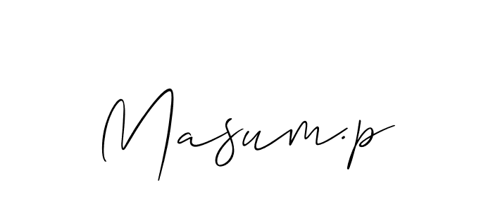 Allison_Script is a professional signature style that is perfect for those who want to add a touch of class to their signature. It is also a great choice for those who want to make their signature more unique. Get Masum.p name to fancy signature for free. Masum.p signature style 2 images and pictures png