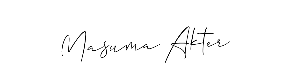 It looks lik you need a new signature style for name Masuma Akter. Design unique handwritten (Allison_Script) signature with our free signature maker in just a few clicks. Masuma Akter signature style 2 images and pictures png