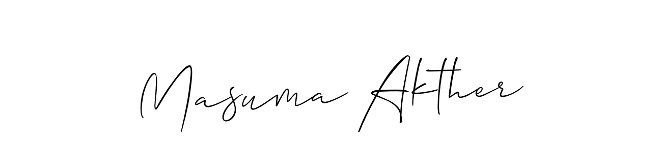 Make a beautiful signature design for name Masuma Akther. With this signature (Allison_Script) style, you can create a handwritten signature for free. Masuma Akther signature style 2 images and pictures png