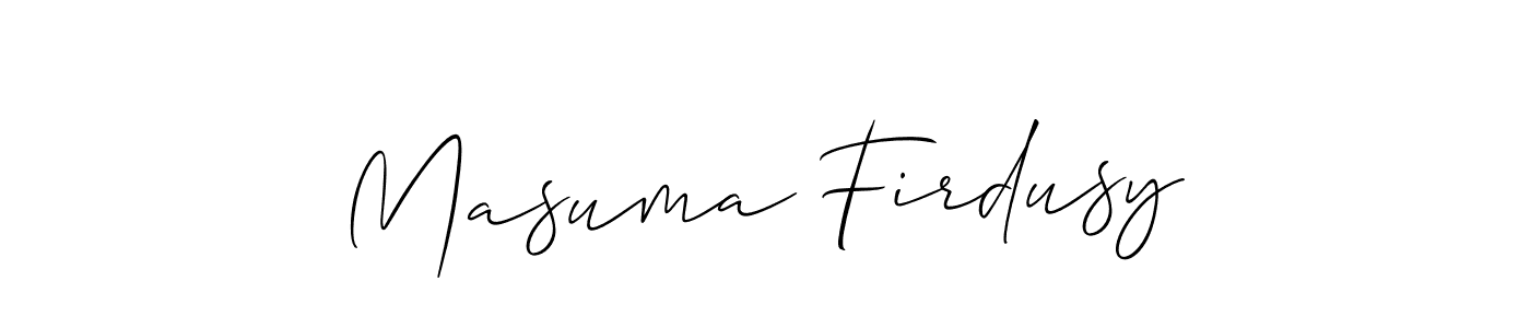 Make a beautiful signature design for name Masuma Firdusy. With this signature (Allison_Script) style, you can create a handwritten signature for free. Masuma Firdusy signature style 2 images and pictures png