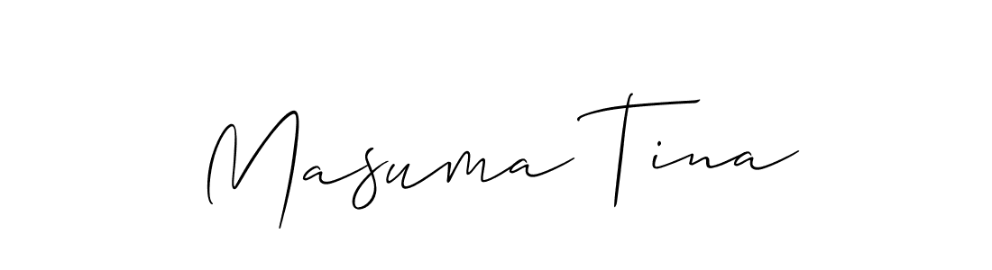 if you are searching for the best signature style for your name Masuma Tina. so please give up your signature search. here we have designed multiple signature styles  using Allison_Script. Masuma Tina signature style 2 images and pictures png