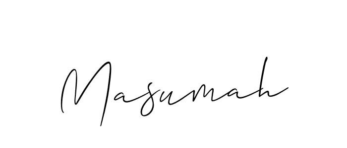 The best way (Allison_Script) to make a short signature is to pick only two or three words in your name. The name Masumah include a total of six letters. For converting this name. Masumah signature style 2 images and pictures png