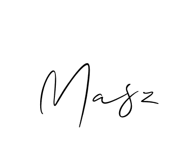 The best way (Allison_Script) to make a short signature is to pick only two or three words in your name. The name Masz include a total of six letters. For converting this name. Masz signature style 2 images and pictures png