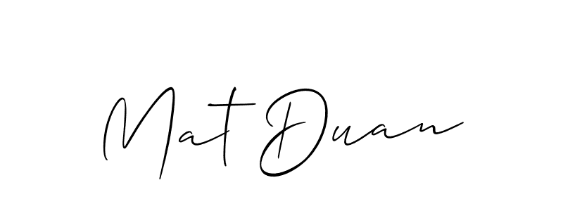 Mat Duan stylish signature style. Best Handwritten Sign (Allison_Script) for my name. Handwritten Signature Collection Ideas for my name Mat Duan. Mat Duan signature style 2 images and pictures png