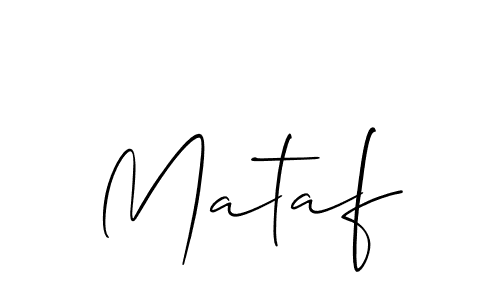Use a signature maker to create a handwritten signature online. With this signature software, you can design (Allison_Script) your own signature for name Mataf. Mataf signature style 2 images and pictures png