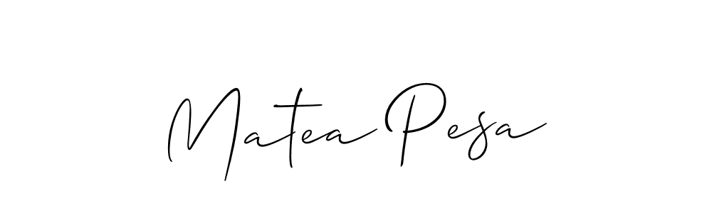 The best way (Allison_Script) to make a short signature is to pick only two or three words in your name. The name Matea Pesa include a total of six letters. For converting this name. Matea Pesa signature style 2 images and pictures png