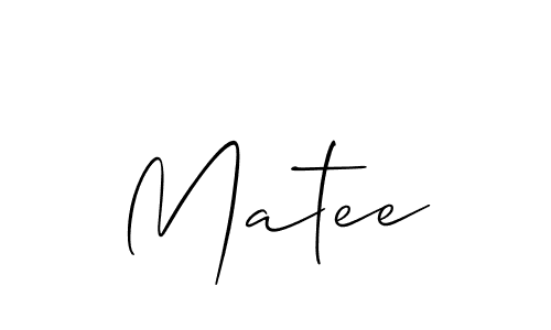 Use a signature maker to create a handwritten signature online. With this signature software, you can design (Allison_Script) your own signature for name Matee. Matee signature style 2 images and pictures png