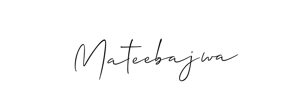 Allison_Script is a professional signature style that is perfect for those who want to add a touch of class to their signature. It is also a great choice for those who want to make their signature more unique. Get Mateebajwa name to fancy signature for free. Mateebajwa signature style 2 images and pictures png