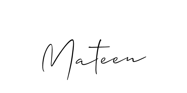 Create a beautiful signature design for name Mateen. With this signature (Allison_Script) fonts, you can make a handwritten signature for free. Mateen signature style 2 images and pictures png