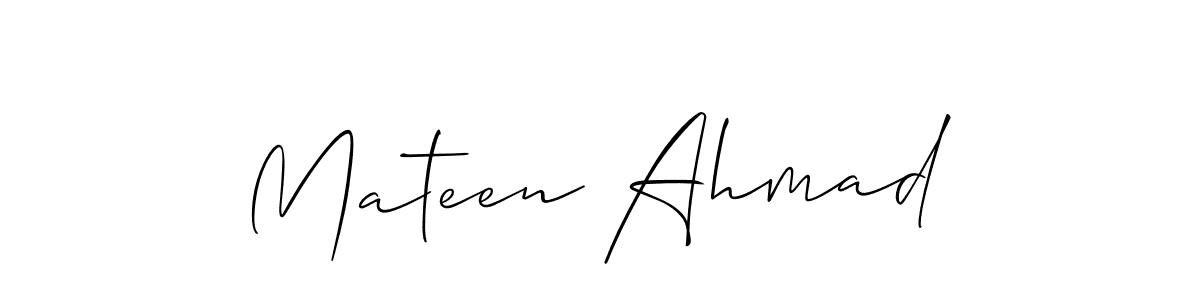 Make a beautiful signature design for name Mateen Ahmad. With this signature (Allison_Script) style, you can create a handwritten signature for free. Mateen Ahmad signature style 2 images and pictures png