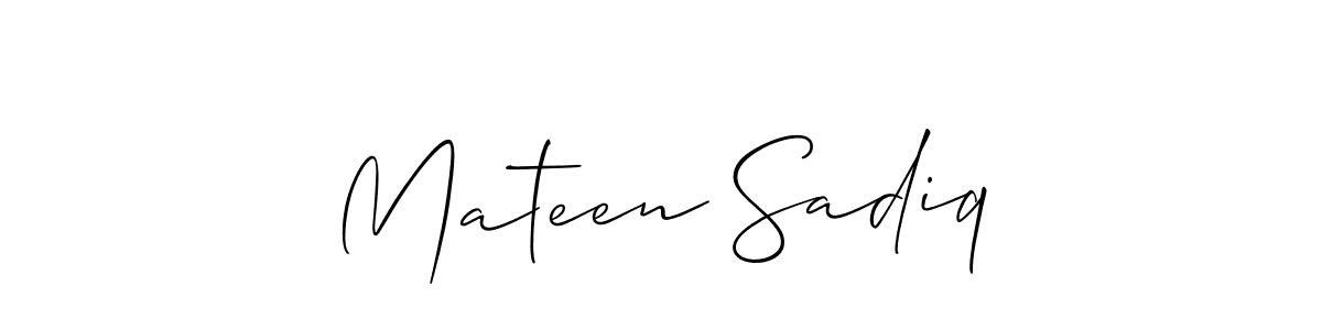 Design your own signature with our free online signature maker. With this signature software, you can create a handwritten (Allison_Script) signature for name Mateen Sadiq. Mateen Sadiq signature style 2 images and pictures png