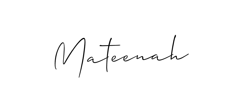 The best way (Allison_Script) to make a short signature is to pick only two or three words in your name. The name Mateenah include a total of six letters. For converting this name. Mateenah signature style 2 images and pictures png