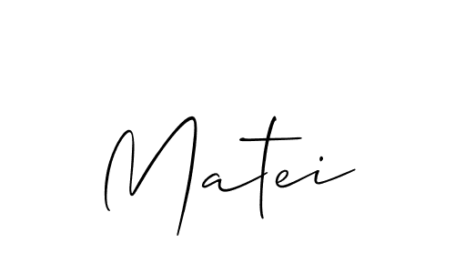 Use a signature maker to create a handwritten signature online. With this signature software, you can design (Allison_Script) your own signature for name Matei. Matei signature style 2 images and pictures png