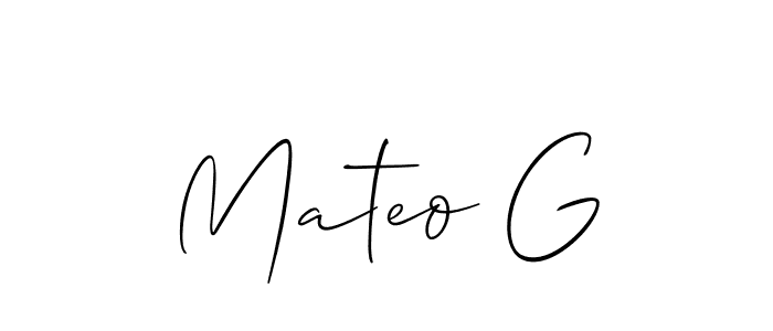 Make a beautiful signature design for name Mateo G. With this signature (Allison_Script) style, you can create a handwritten signature for free. Mateo G signature style 2 images and pictures png