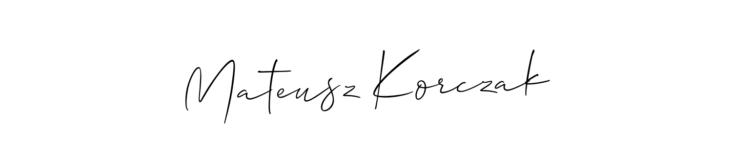 Use a signature maker to create a handwritten signature online. With this signature software, you can design (Allison_Script) your own signature for name Mateusz Korczak. Mateusz Korczak signature style 2 images and pictures png