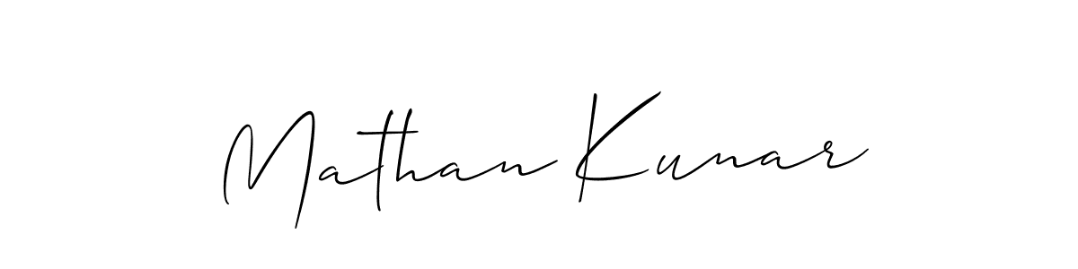 Similarly Allison_Script is the best handwritten signature design. Signature creator online .You can use it as an online autograph creator for name Mathan Kunar. Mathan Kunar signature style 2 images and pictures png